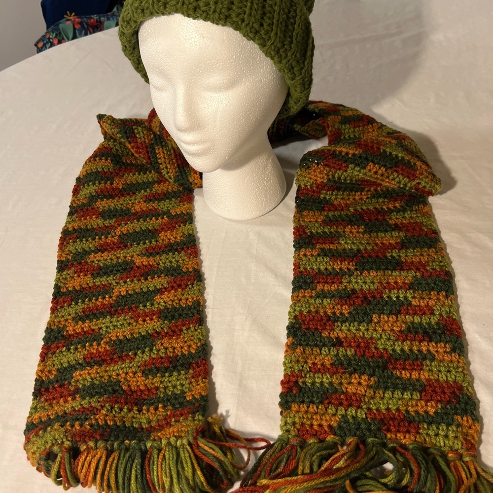 Vibrant Multicolor Knit Scarf and Hat Set
